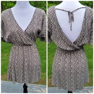 Los Angeles Atelier & other Stories Black Tan & White Print Open Back Dress sz 8